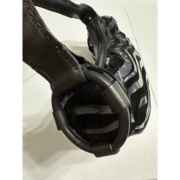 Sondra Roberts Black Wavy Faux Suede Leather Shoulder Bag Purse Designer Handbag - Picture 5 of 8